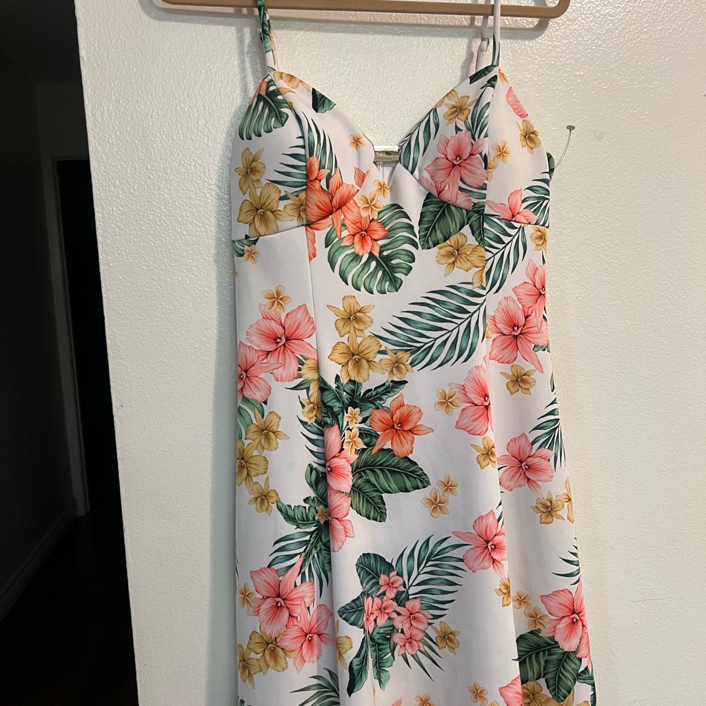 Guess White Dress With Floral Accents